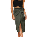 New Women's Solid Color Split Straps Waist Skirt